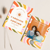 Foto Regenboog Golvend Groovy Bewaar de Datum Qr C Save The Date