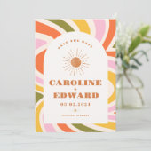 Foto Regenboog Golvend Groovy Save the Date Qr Cod (Staand voorkant)