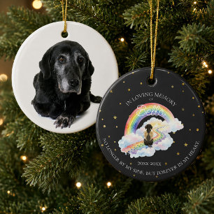 Foto Regenboogbrug Hond Engel Huisdier Herdenking Keramisch Ornament