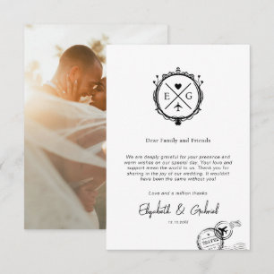 Foto Reisbestemming Bruiloft Zwart Bedankkaart