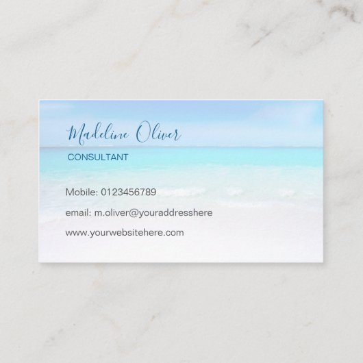 Foto Reizen Professioneel Ocean Beach Zee Blauw Visitekaartje (Achterkant)