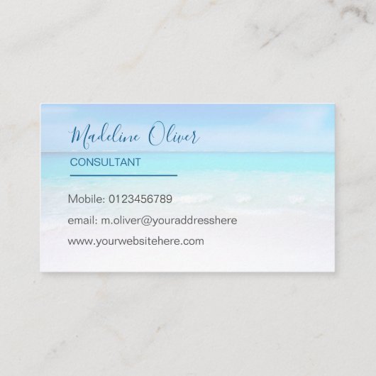 Foto Reizen Professioneel Ocean Beach Zee Blauw Visitekaartje (Achterkant)