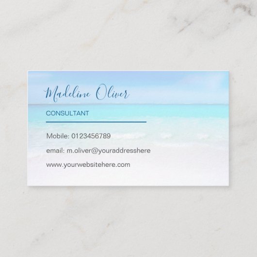 Foto Reizen Professioneel Ocean Beach Zee Blauw Visitekaartje (Achterkant)