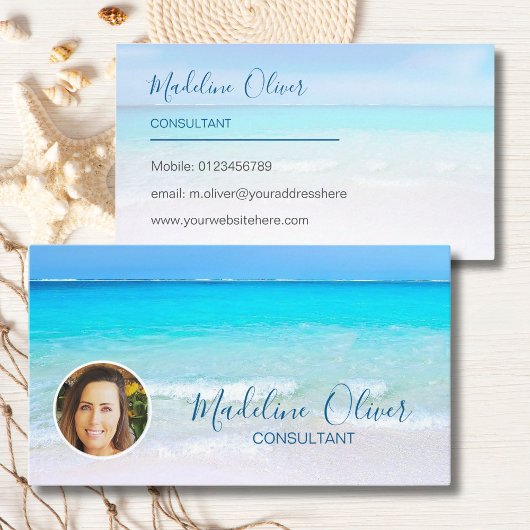 Foto Reizen Professioneel Ocean Beach Zee Blauw Visitekaartje
