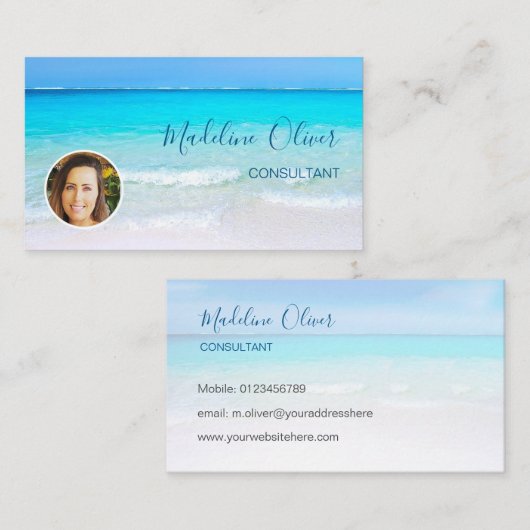 Foto Reizen Professioneel Ocean Beach Zee Blauw Visitekaartje (Voorkant / Achterkant)