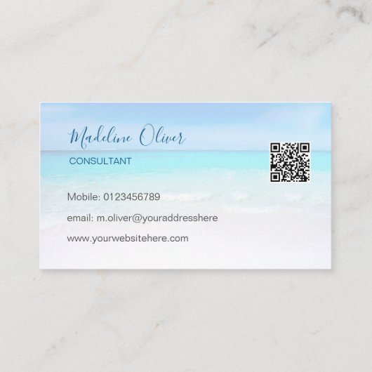 Foto Reizen QR Code Professional Ocean Beach Visitekaartje (Achterkant)