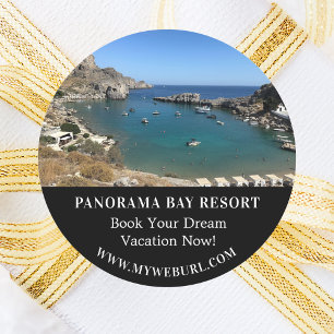 Foto reizen verhuur bedrijf promotie ronde sticker