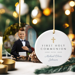 Foto Religieus Kruis Jongen Eerste Communie Keramisch Ornament