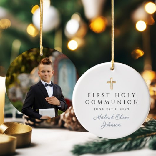 Foto Religieus Kruis Jongen Eerste Communie Keramisch Ornament