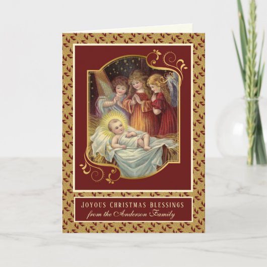 Foto Religieuze Baby Jesus Christmas Angels Feestdagen Kaart (Voorkant)