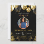 Foto Retirement Party Gold Balloon Save the Date Kaart (Voorkant)