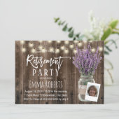 Foto: Retirement Rustic Lavender Mason Jar Wood Kaart (Staand voorkant)