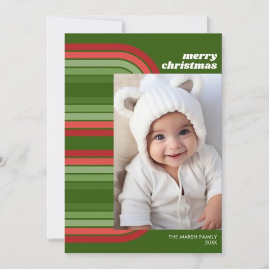 Foto retro Arch Line Art en Off Center Pic Feestdagenkaart (Voorkant)