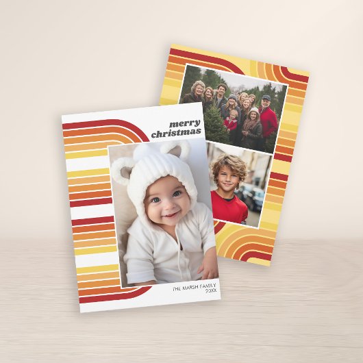 Foto retro Arch Line Art en Off Center Pic Feestdagenkaart