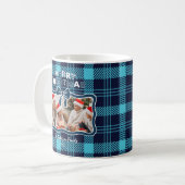 Foto Retro Blauwe Ruit Kerst Koffiemok (Voorkant links)