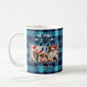 Foto Retro Blauwe Ruit Kerst Koffiemok (Links)