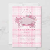 Foto Retro Coquette Roze strik Afstuderen Kaart (Voorkant)