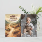 Foto Retro Desert Cactus 1e Verjaardag Kaart (Staand voorkant)