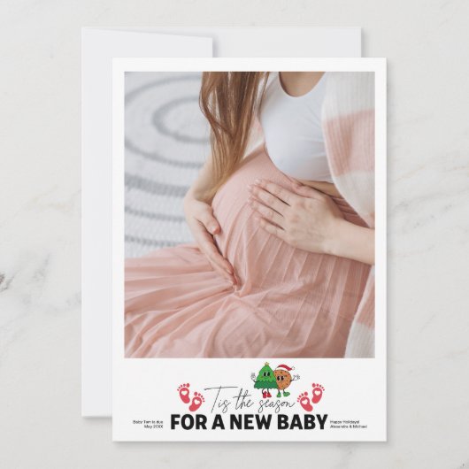 Foto Retro Dit Het Seizoen Zwangerschap Aankondigi Feestdagenkaart (Voorkant)