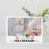 Foto Retro Dit Het Seizoen Zwangerschap Aankondigi Feestdagenkaart (Staand voorkant)