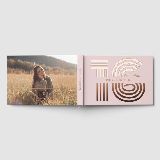 Foto Retro Elegant Blush Sweet 16 Gastenboek (Volledig)