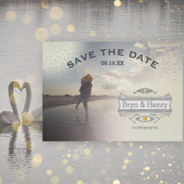 Foto Retro Gold Lichten Gold Opslaan Datum Save The Date