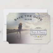 Foto Retro Gold Lichten Gold Opslaan Datum Save The Date (Voorkant)