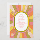 Foto Retro Groovy 70's Theme Baby shower Kaart (Voorkant)