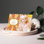 Foto Retro Groovy 70's Theme Kids Verjaardag Kaart