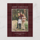 Foto Retro Kerst Plaid Groet Vakantie Briefkaart (Voorkant)