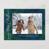Foto Retro Kerst Plaid Groet Vakantie Briefkaart (Voorkant)