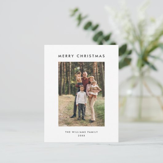 Foto Retro Kerst Plaid Groet Vakantie Briefkaart (Staand voorkant)