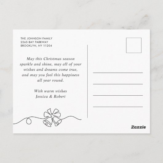 Foto Retro Kerst Plaid Groet Vakantie Briefkaart (Achterkant)