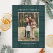 Foto Retro Kerst Plaid Groet Vakantie Briefkaart