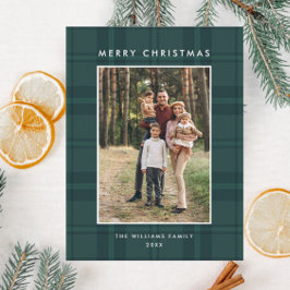 Foto Retro Kerst Plaid Groet Vakantie Briefkaart