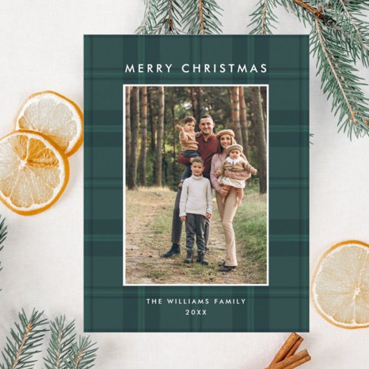 Foto Retro Kerst Plaid Groet Vakantie Briefkaart