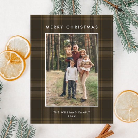 Foto Retro Kerst Plaid Groet Vakantie Briefkaart