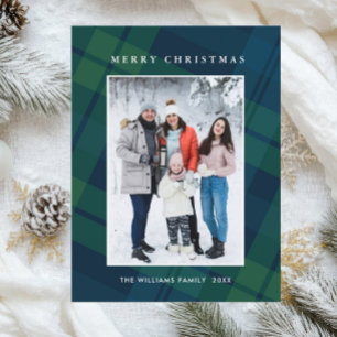 Foto Retro Kerst Plaid Groet Vakantie Briefkaart