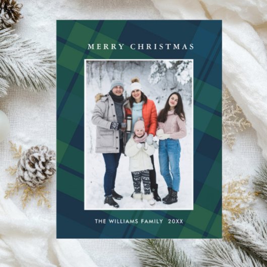 Foto Retro Kerst Plaid Groet Vakantie Briefkaart