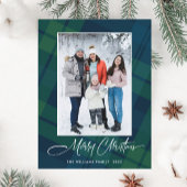 Foto Retro Kerst Plaid Groet Vakantie Briefkaart