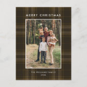 Foto Retro Kerst Plaid Groet Vakantie Briefkaart (Voorkant)