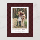 Foto Retro Kerst Plaid Groet Vakantie Briefkaart (Voorkant)