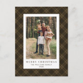 Foto Retro Kerst Plaid Groet Vakantie Briefkaart (Voorkant)