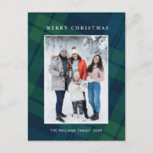 Foto Retro Kerst Plaid Groet Vakantie Briefkaart (Voorkant)