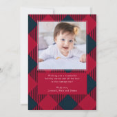 Foto Retro Kerst Plaid Groet Vakantie Kaart (Achterkant)