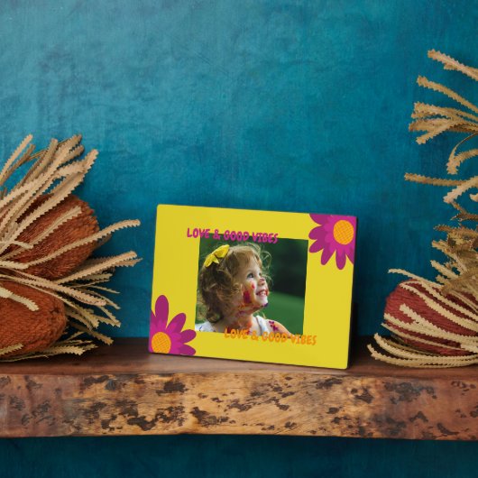 Foto Retro Pink & Oranje Love & Good Vibes Fotoplaat (Zijkant)