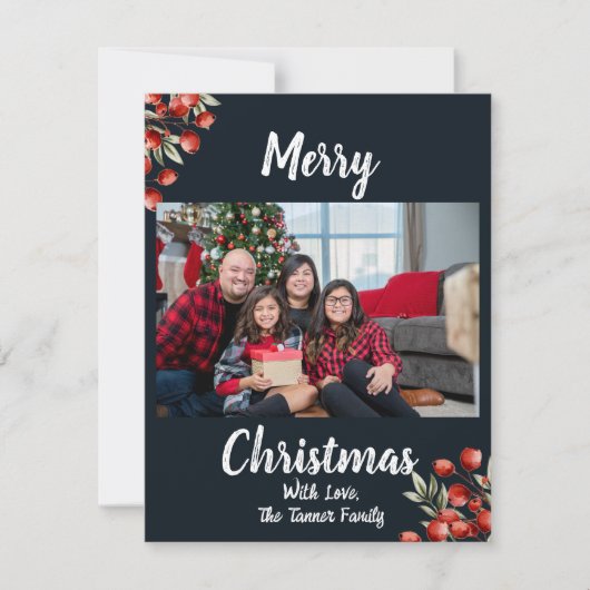 Foto Retro Red en Black Pset Feestdagenkaart (Voorkant)