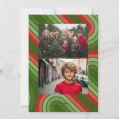 Foto Retro Stripes - Rood Groen Funky Feestdagenkaart (Achterkant)