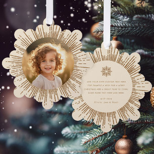 Foto retro sunburst crème sneeuwvlok Kerstmis Ornament Kaart