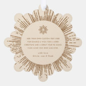 Foto retro sunburst crème sneeuwvlok Kerstmis Ornament Kaart (Achterkant)